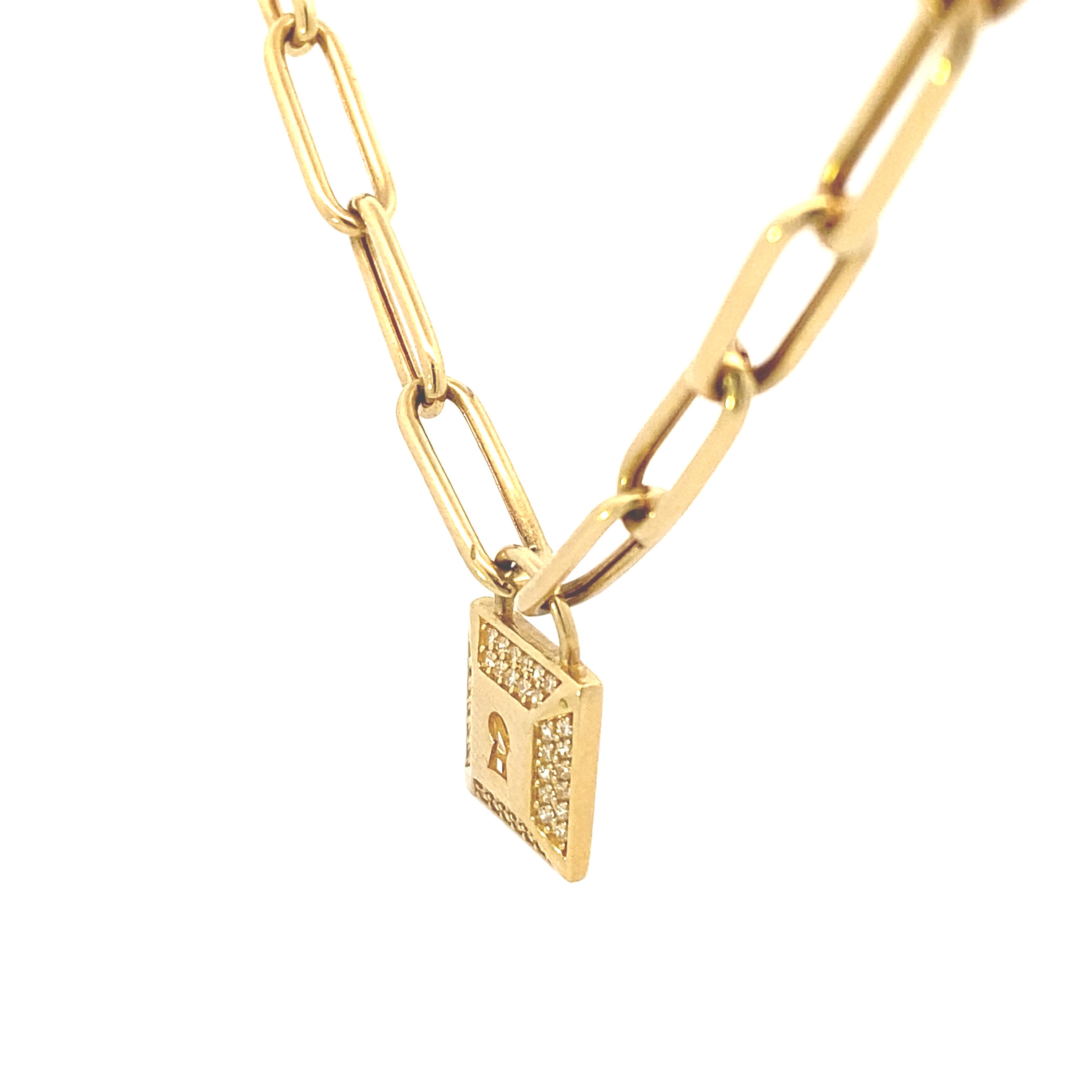 Paperclip Lock Necklace 18K Gold