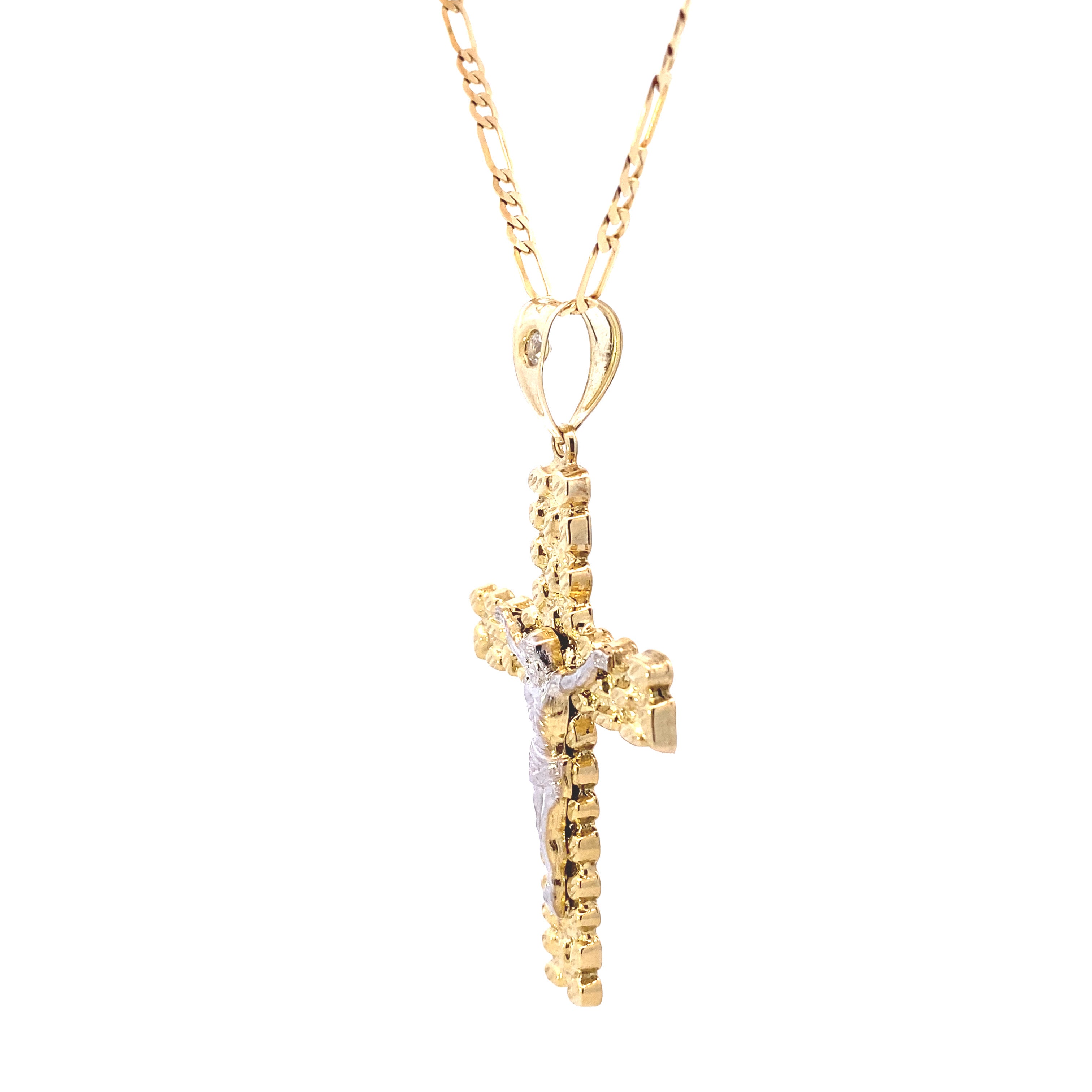 Rocky Jesus Cross Pendant 10K Gold