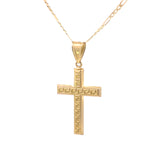 Double Side White Cross Pendant 10K Gold