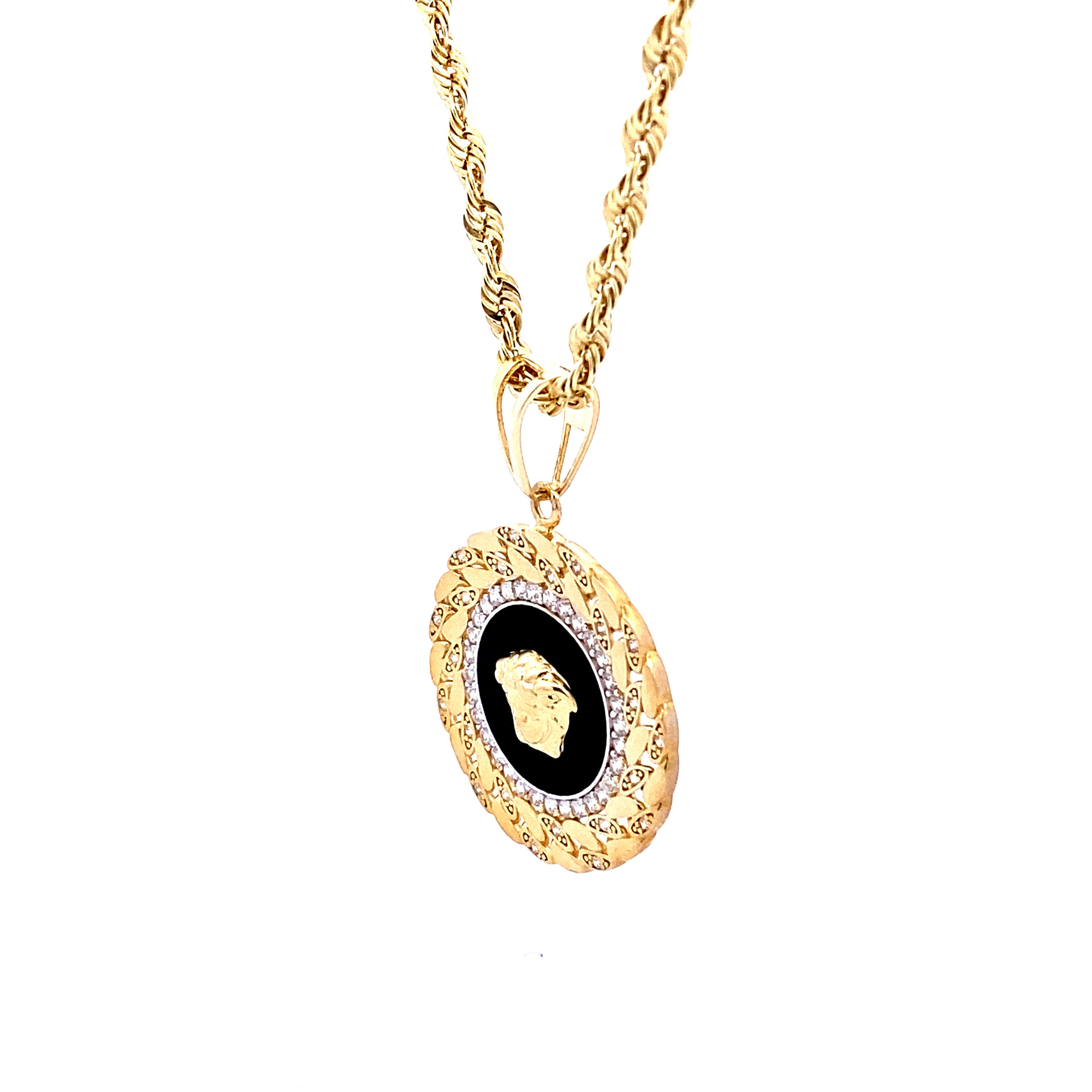 Black Medusa Pendant 10K Gold 26x26mm
