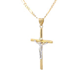 Pendentif Croix Blanc & Noir Or 10K