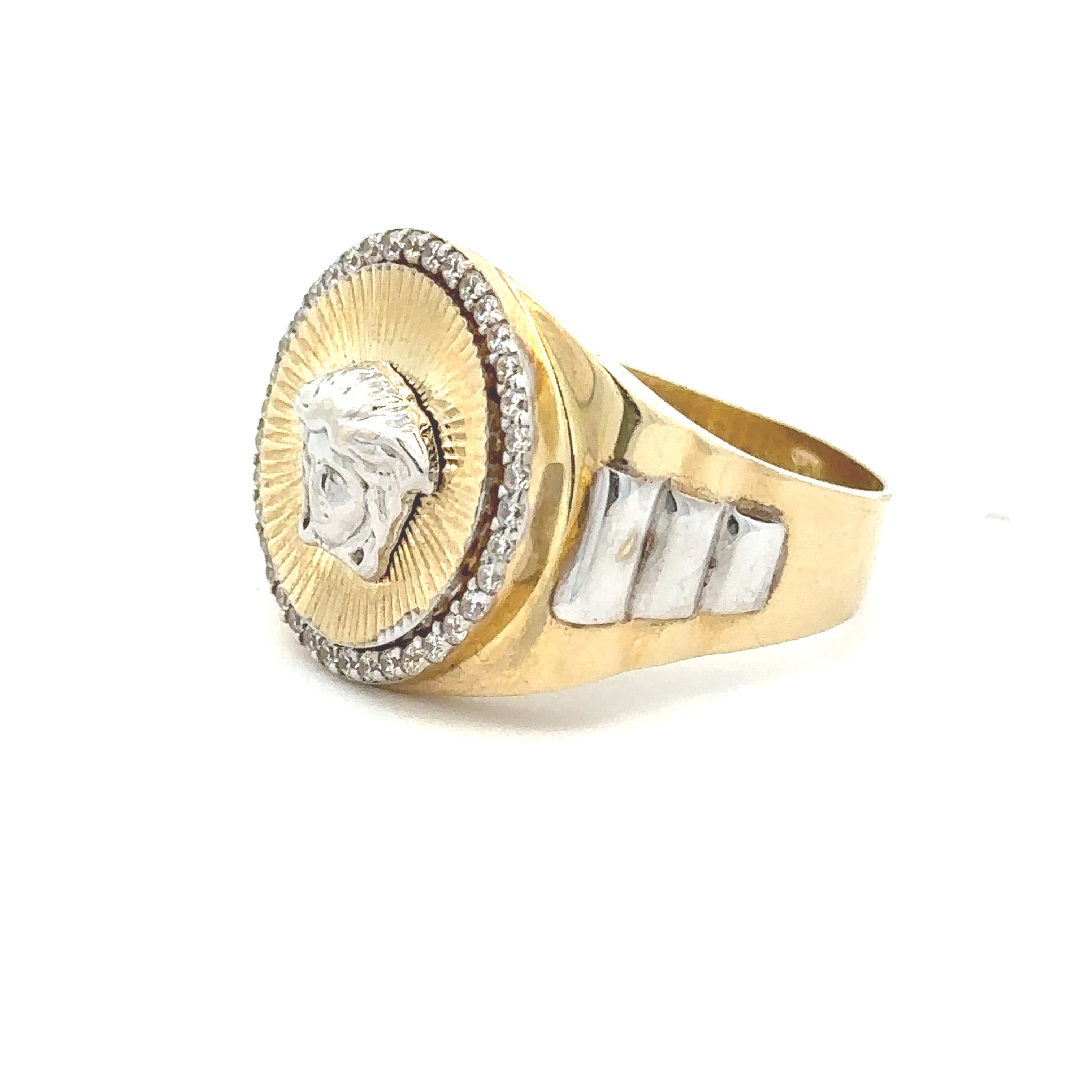 Diamond Cut Medusa Ring 10K Gold