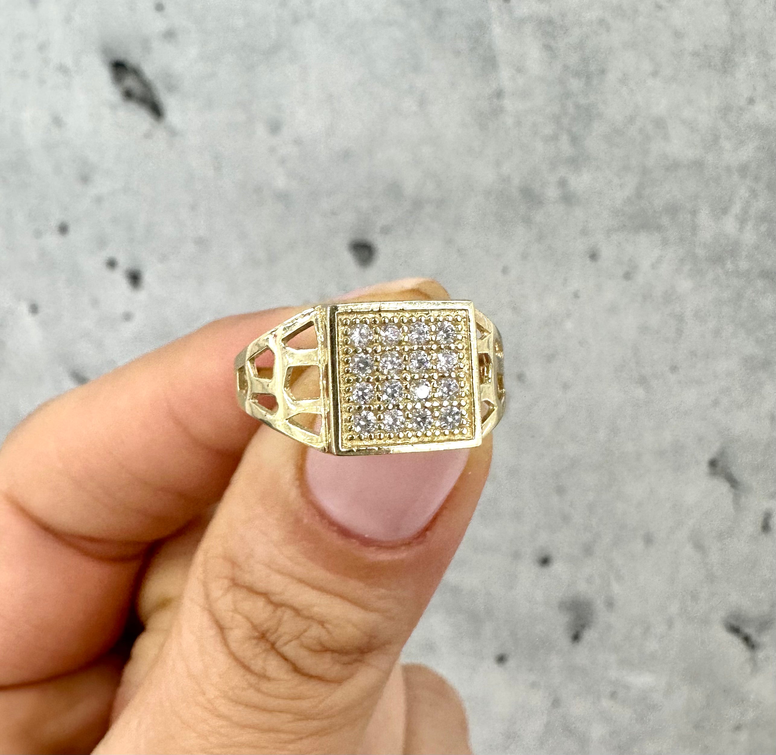 Stone Square Ring 10K Gold