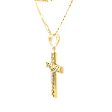 Dotted Cross Jesus Pendant 10K Gold