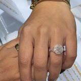 Diamants Double Halo 1 Carat en Or Jaune 14kt