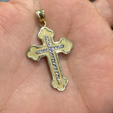 Pendentif Croix Orthodoxe Coupe Diamant Or 10K
