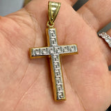 Double Side White Cross Pendant 10K Gold