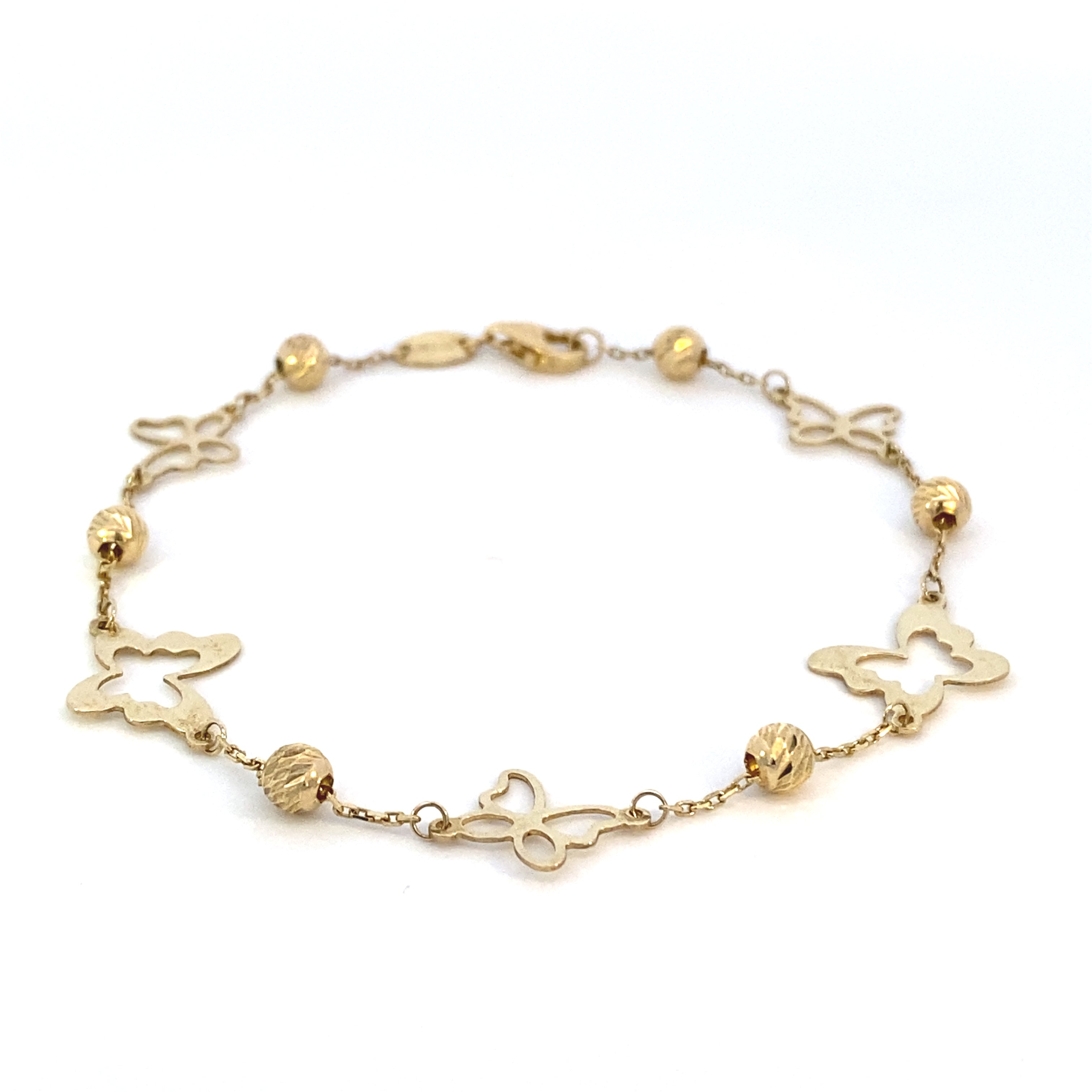 Butterfly Bead Bracelet 10K Gold