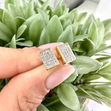 Boucle d'oreille à tige diamant rectangulaire en or 10 carats 0,31 ct