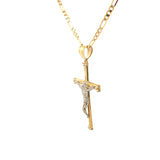 Pendentif Croix Jésus Blanc Brillant Or 10K