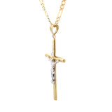 Pendentif Croix Blanc & Noir Or 10K