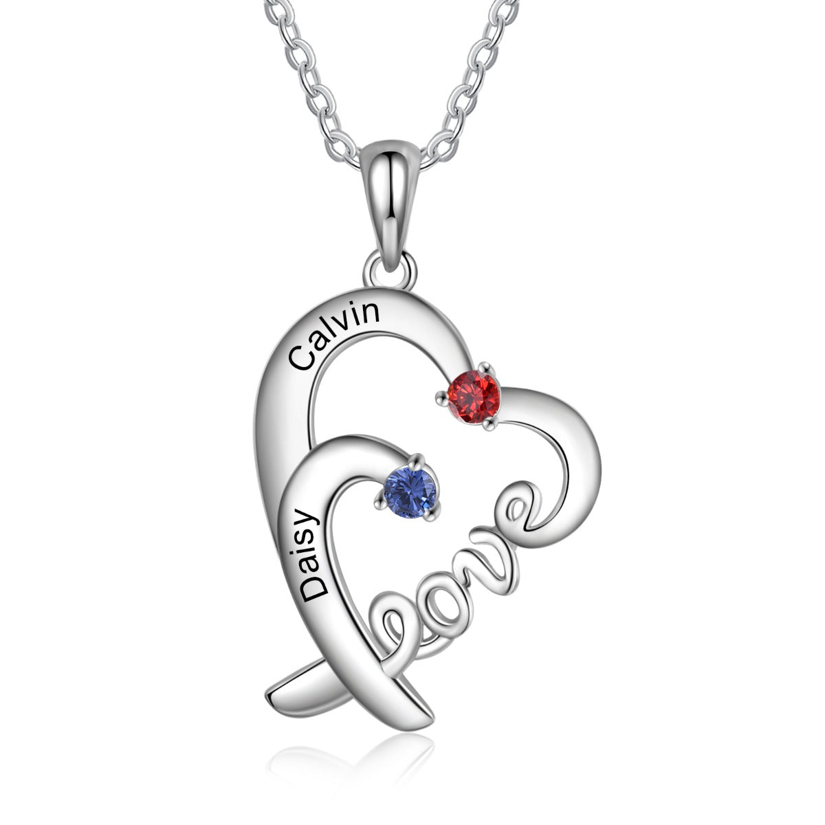 LOVE Heart Necklace 2 to 4 Stones