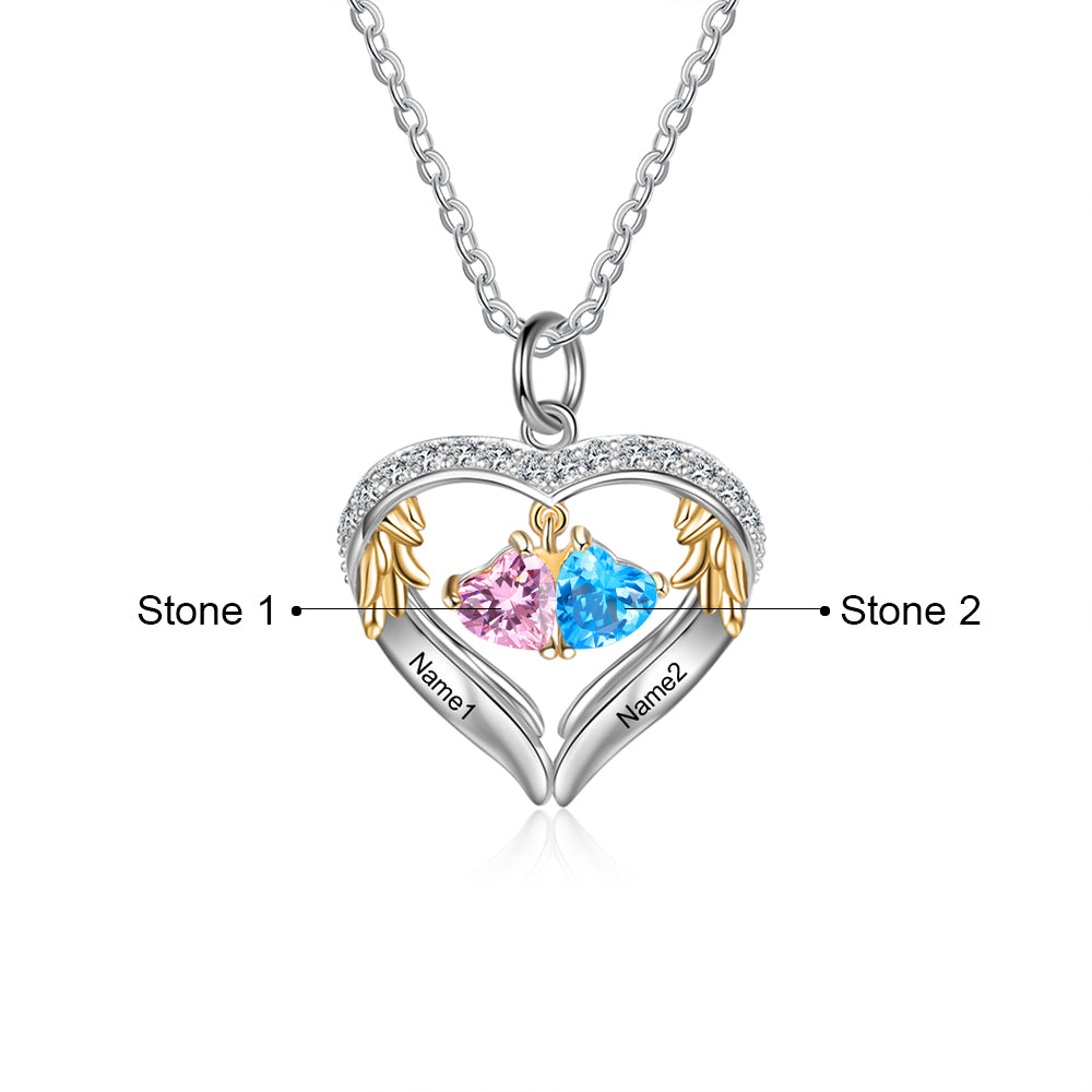 Heart Shape Pendant Necklace 2 to 6 Stones