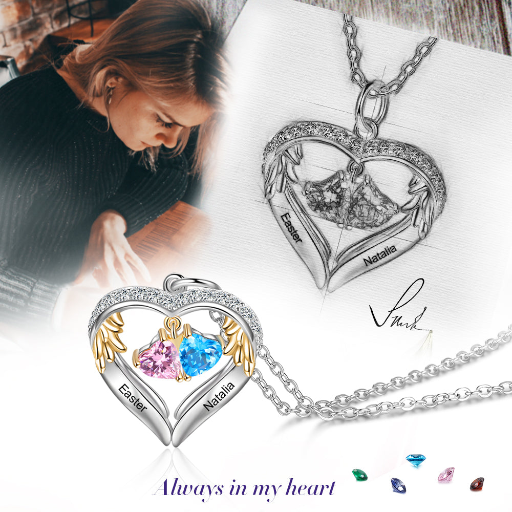 Heart Shape Pendant Necklace 2 to 6 Stones