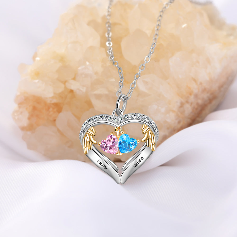 Heart Shape Pendant Necklace 2 to 6 Stones