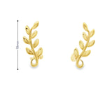 Olive Leaf Vertical Climber Earrings 18K Gold