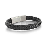 PUSH-CLASP BLACK RUBBER LEATHER BRACELET