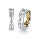 Two-Tone Channel Huggie-Earrings