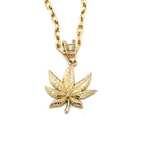 Canabis Leaf Diamond Gold Men Pendant