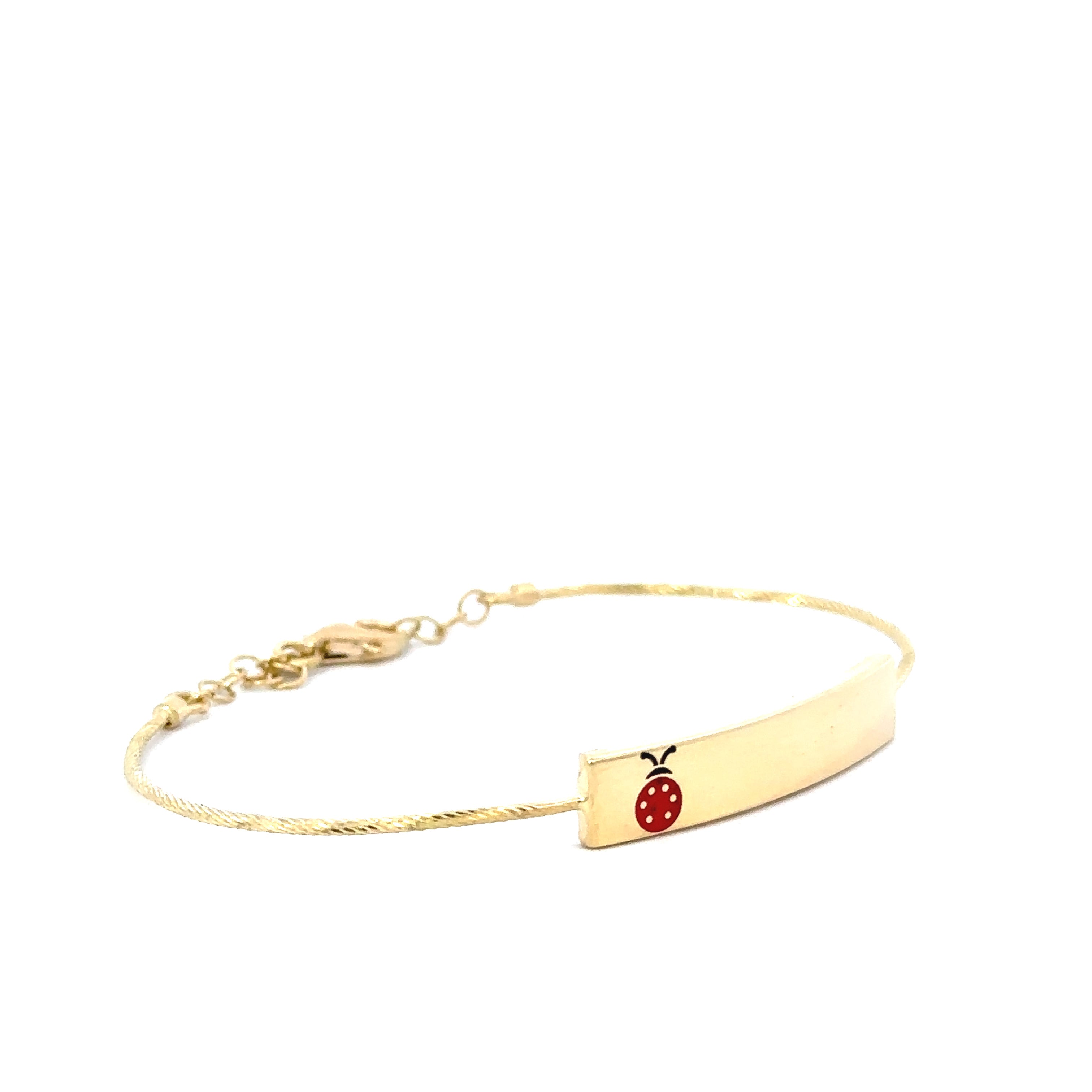 Red Lady Bug Baby Bracelet 18K Gold