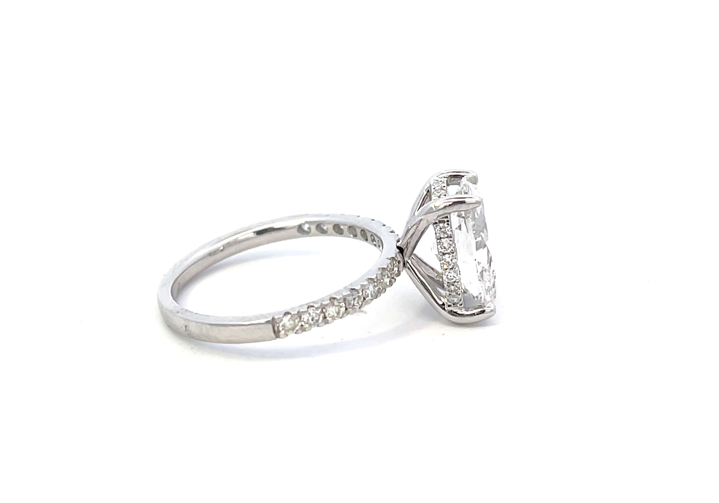 Oval Shape Hidden Halo Diamond Ring
