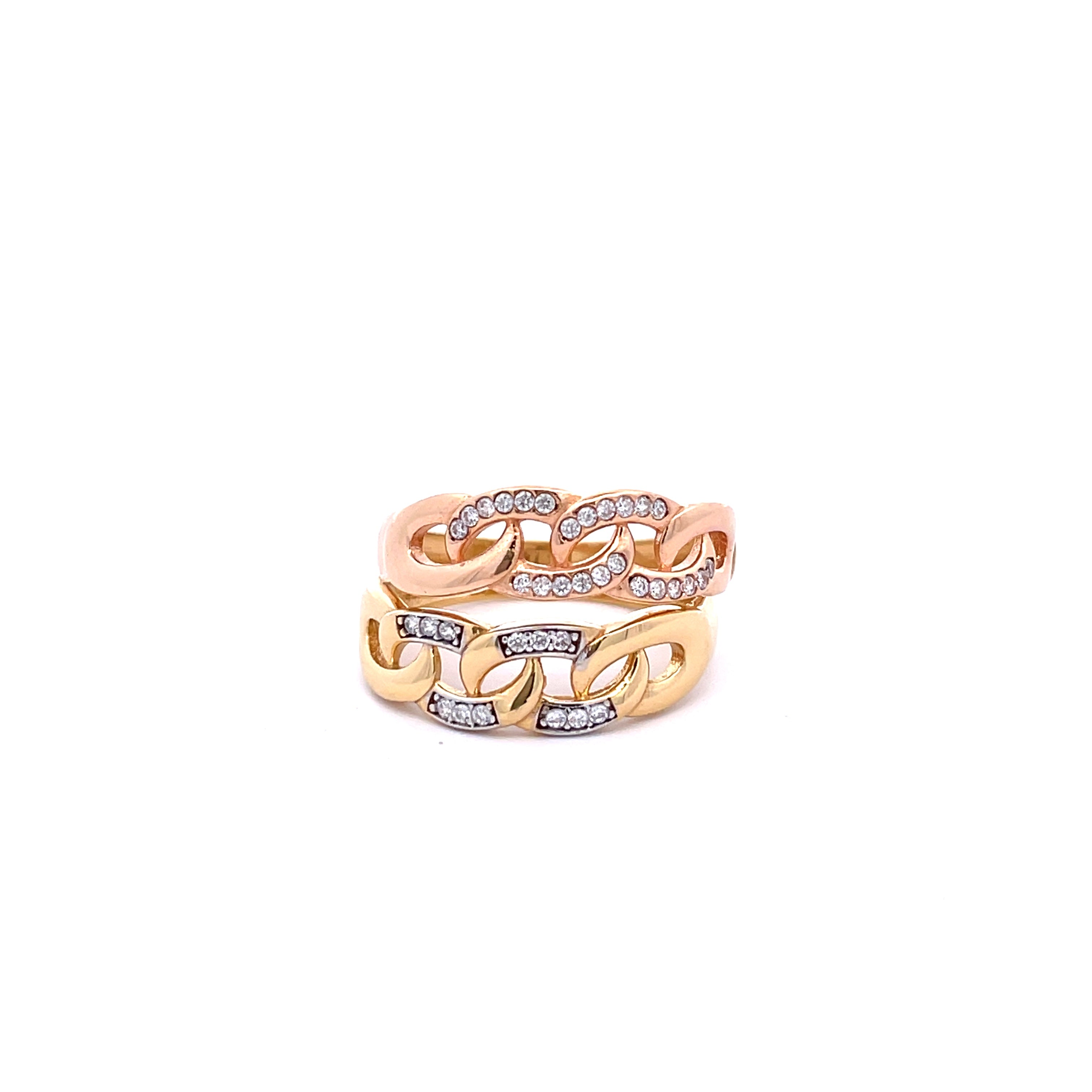 18K Gold Cubic Zirconia Curb Woman Ring