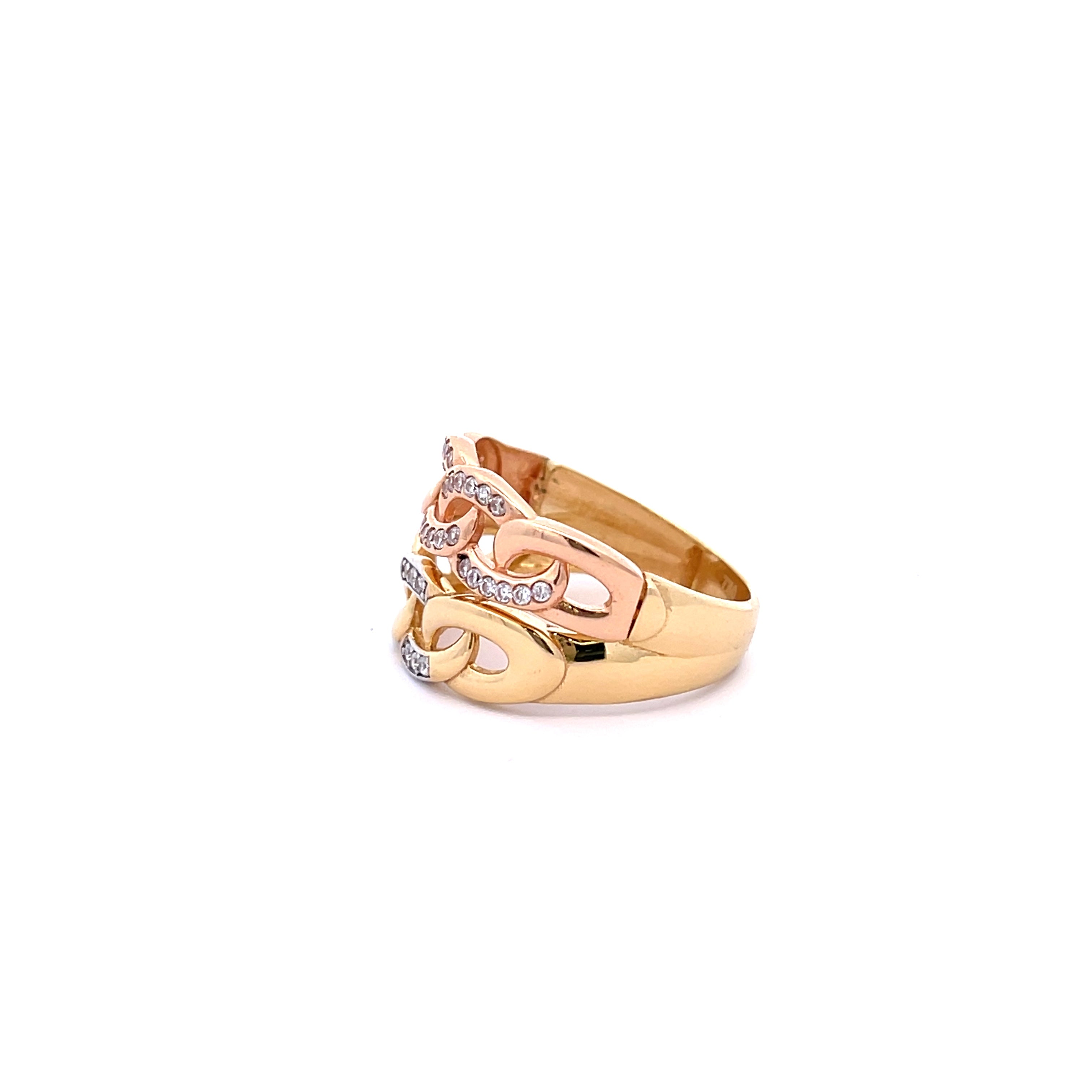 18K Gold Cubic Zirconia Curb Woman Ring