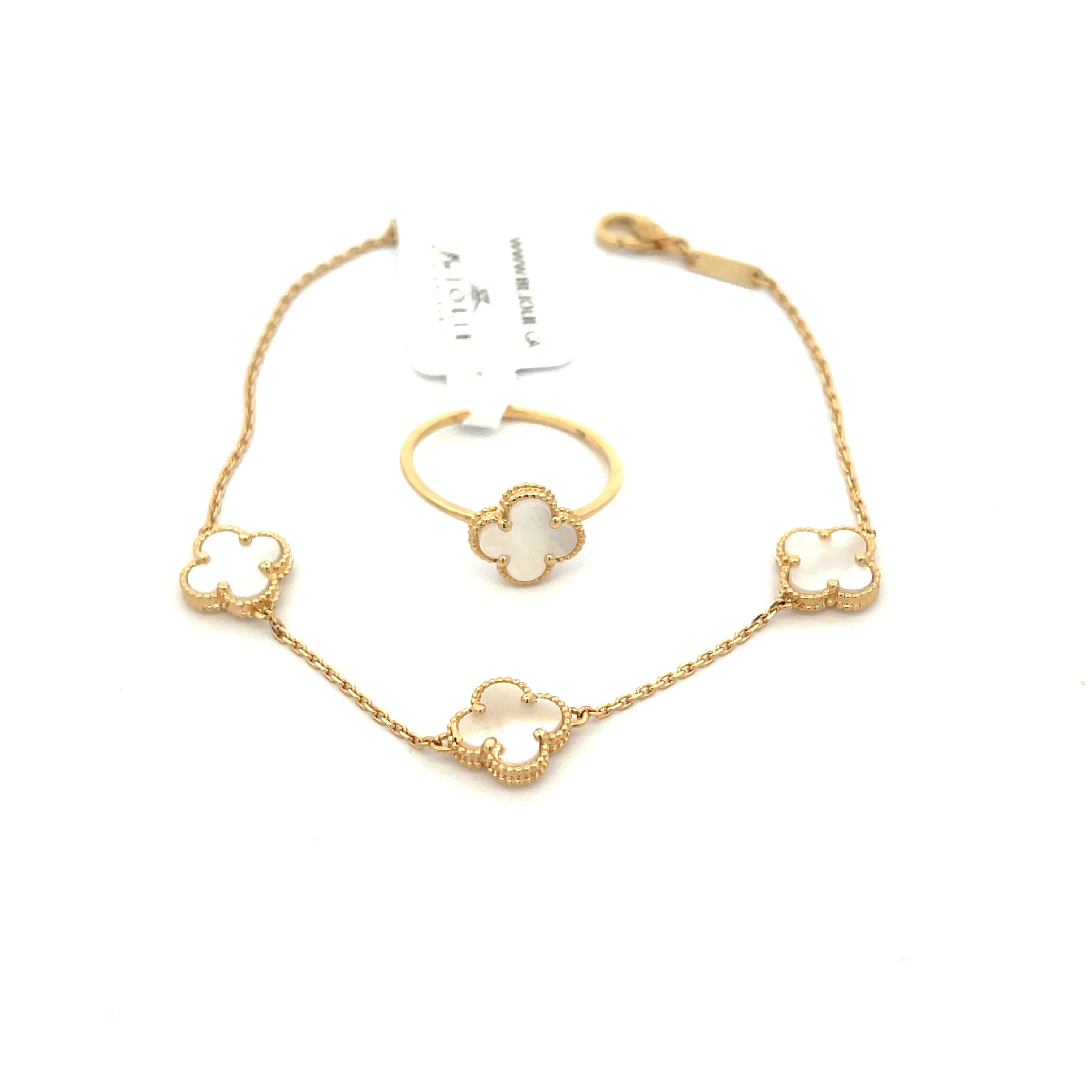 18K Yellow Gold  Small Clover Mother of Pearl