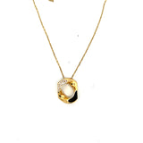 18K Yellow Gold Cuban Link Black Enamel Pendant