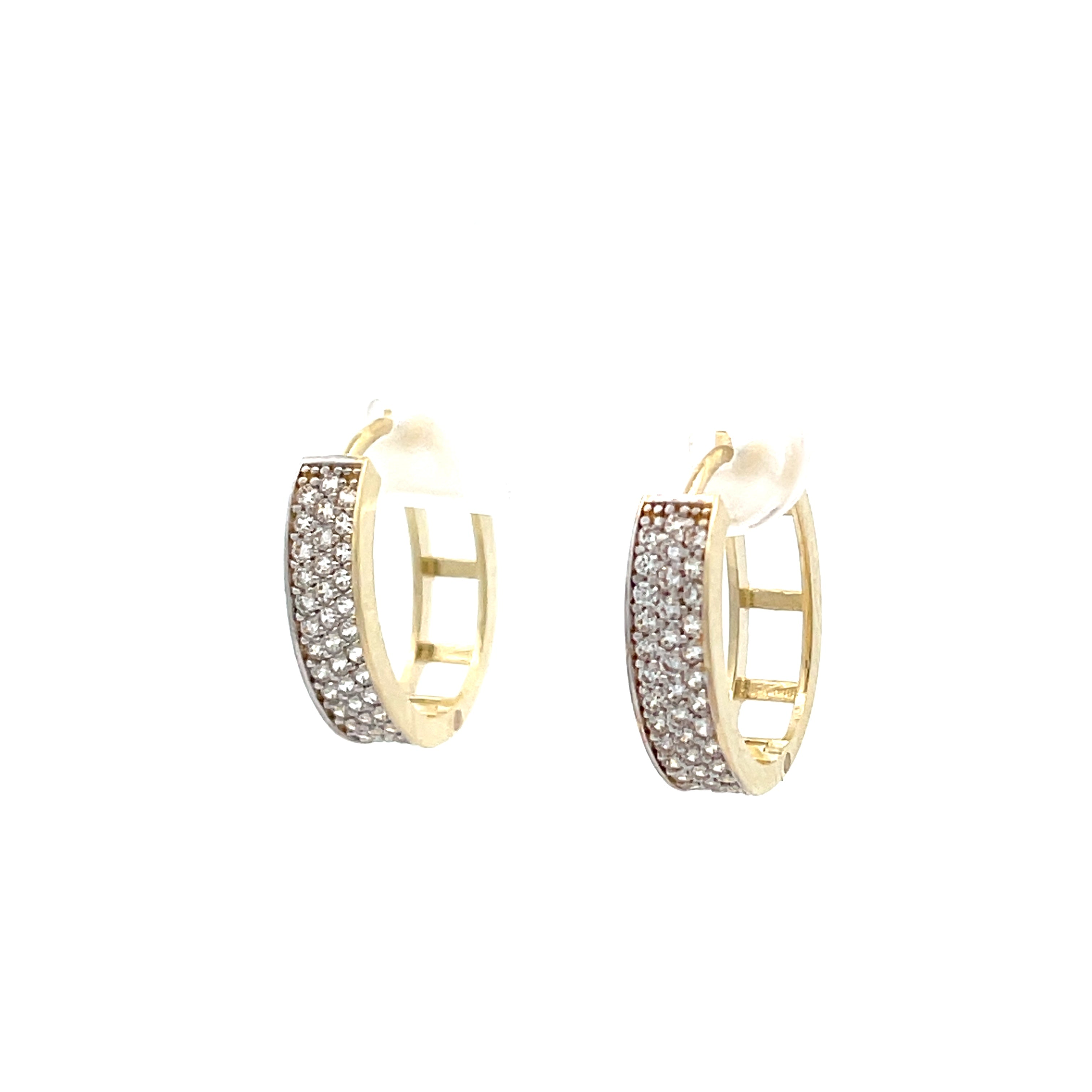 10K Gold Oval Cz Huggies Earrings