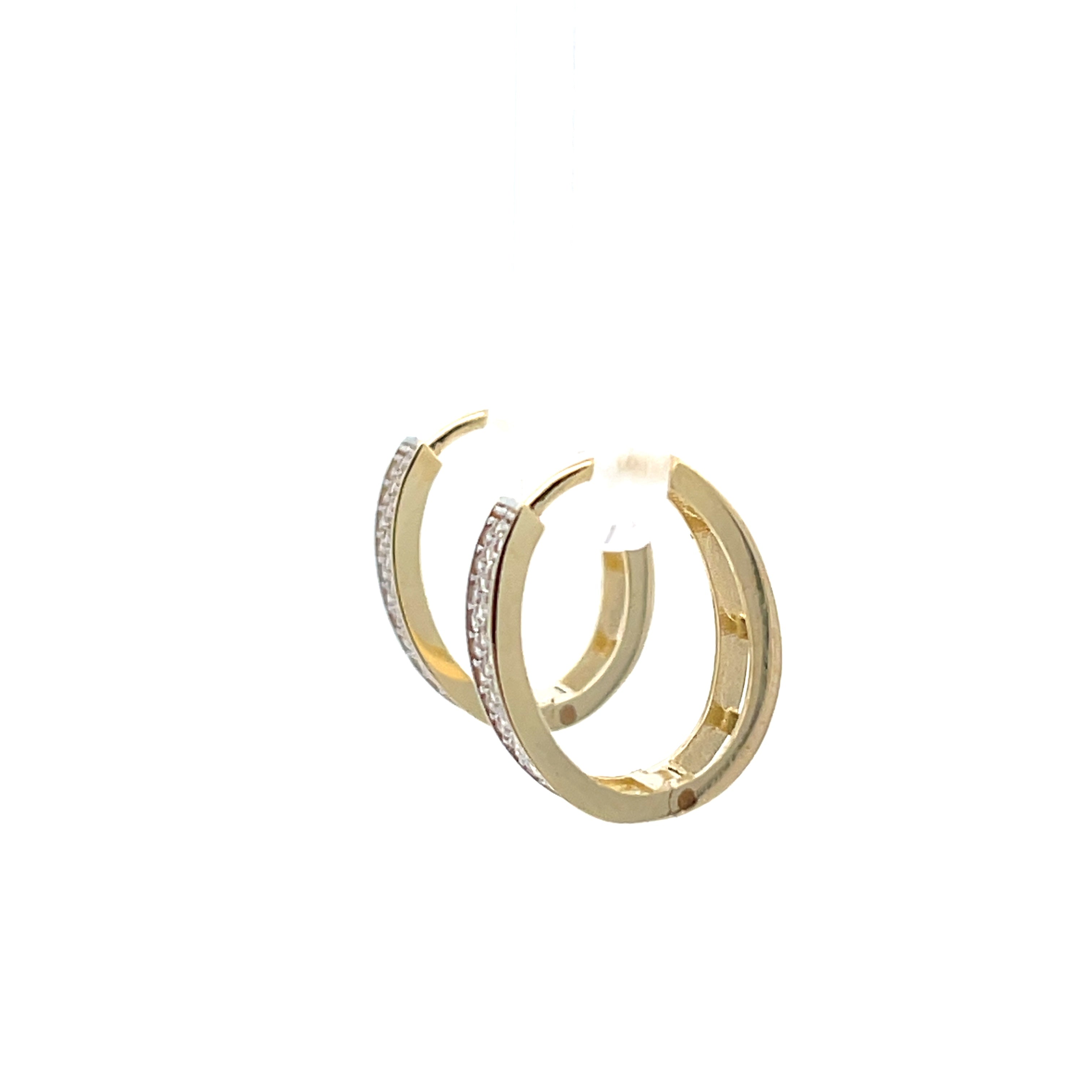 10K Gold Oval Cz Huggies Earrings
