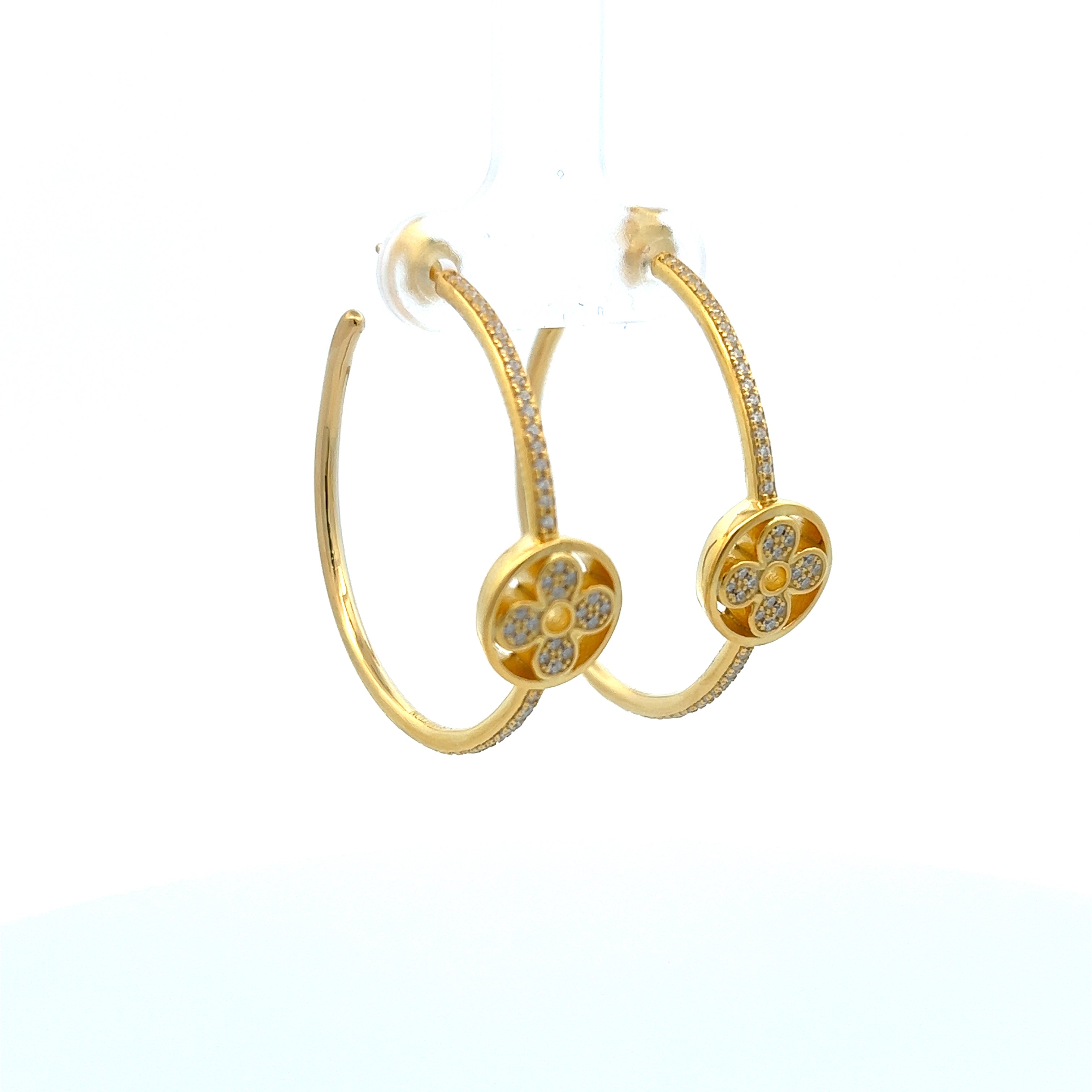 Silver .925Gold Hue Hoops Clover
