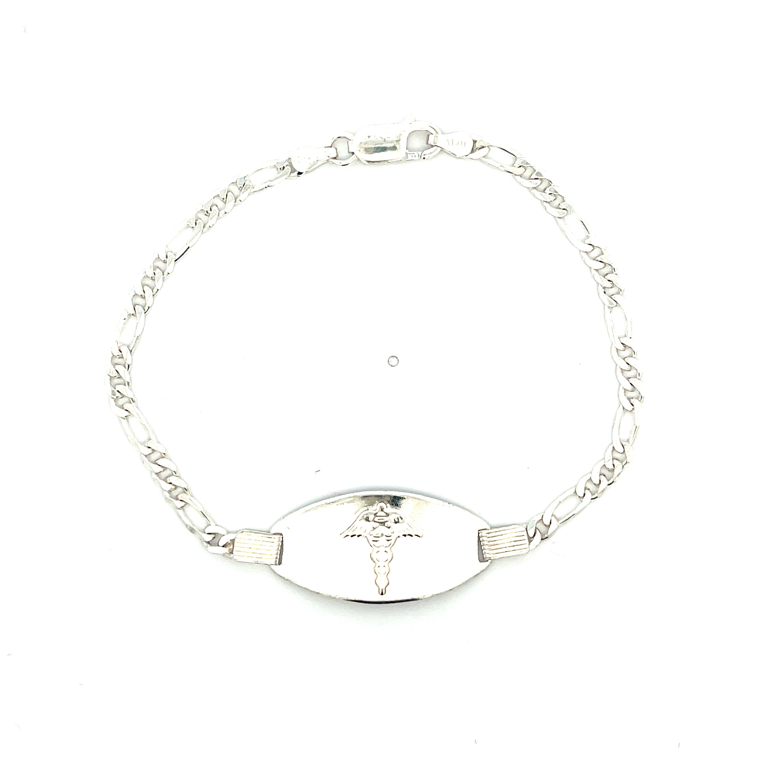 925 Silver Medic Bracelet Figaro Link 4mm