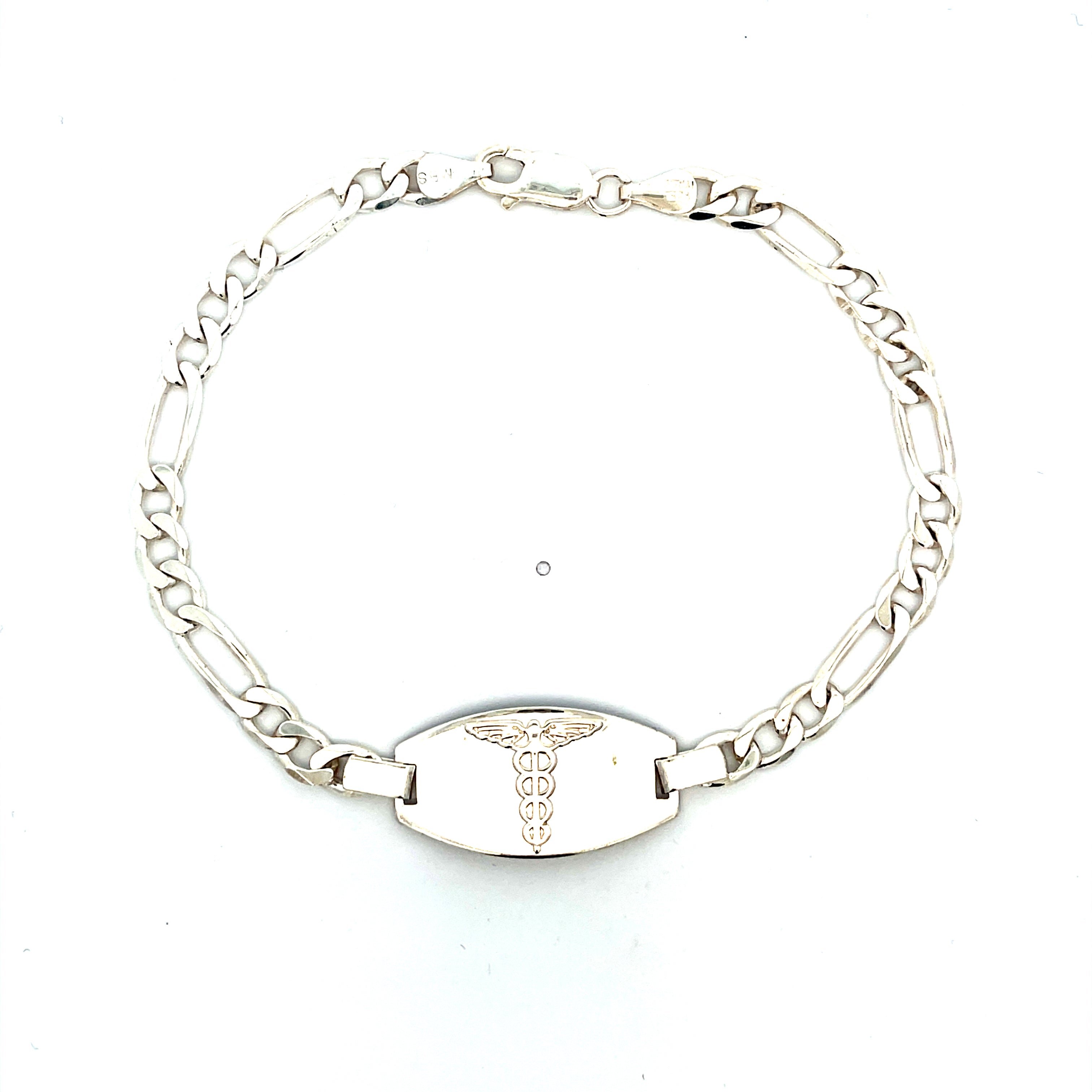 925 Silver Medic Bracelet Figaro Link 6mm