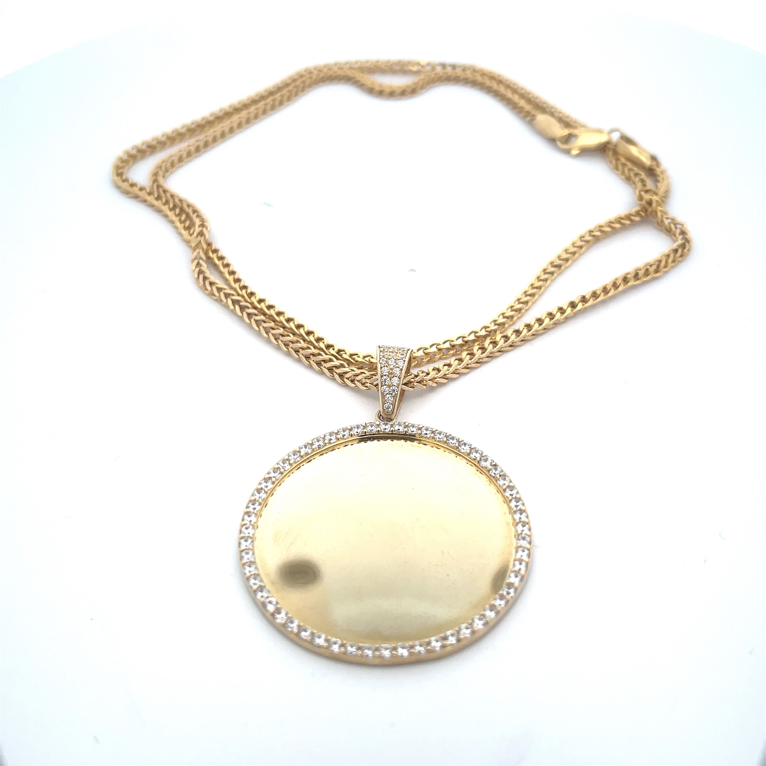 10K Gold Memory Pendant Zirconia Large