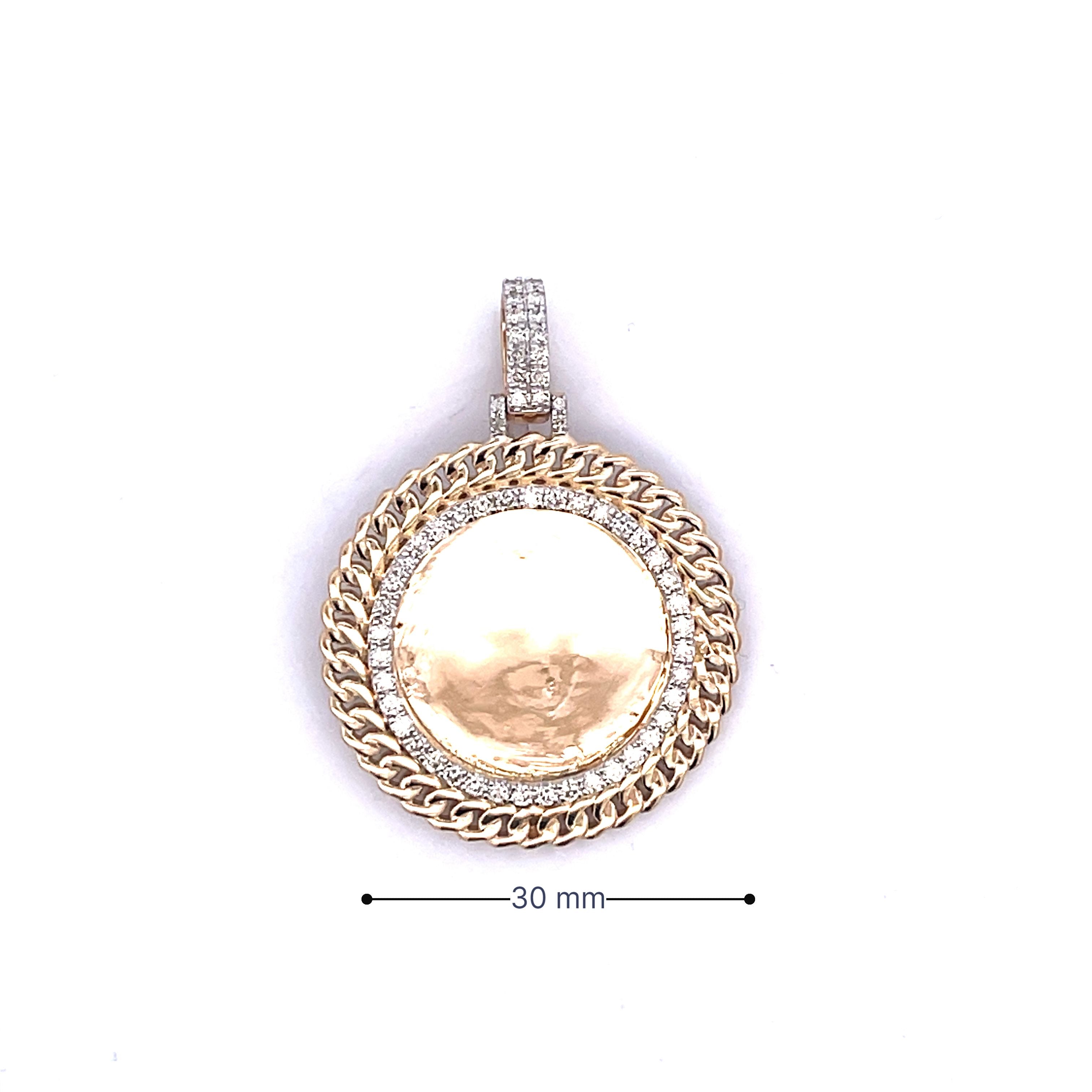 10K Cuban Memory Pendant Diamonds