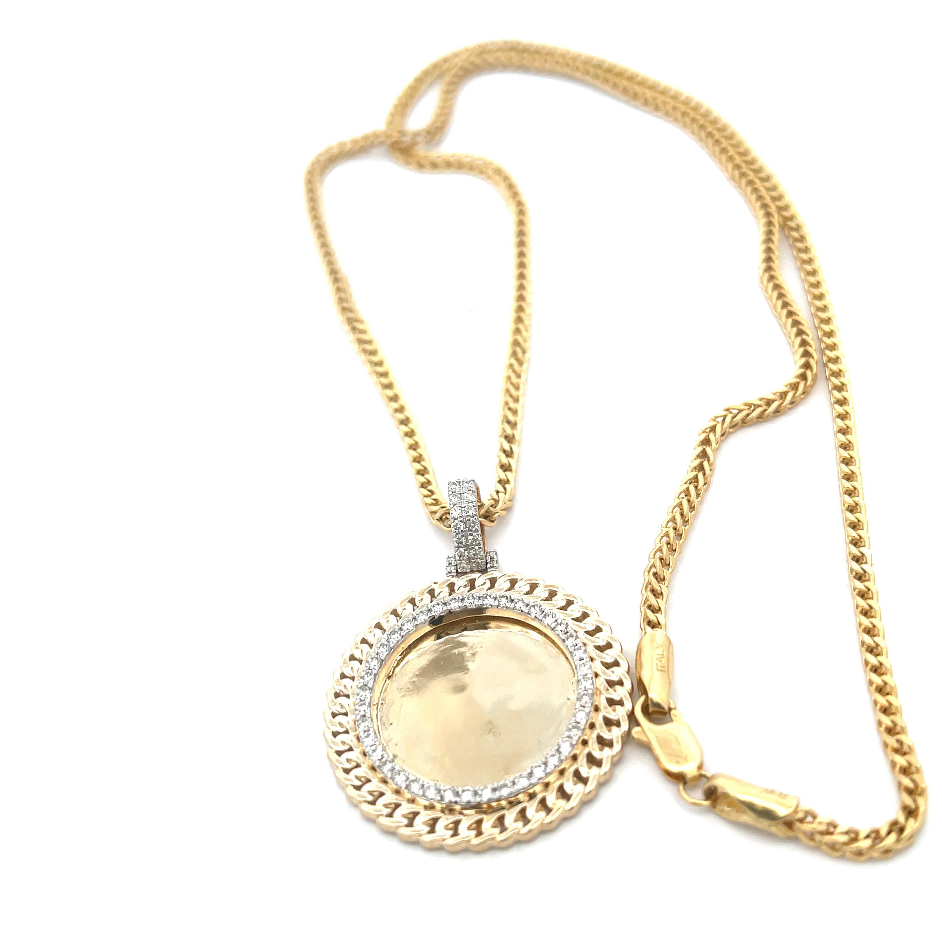 10K Cuban Memory Pendant Diamonds
