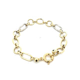 Bracelet bicolore à maillons ovales et ronds, or 10 carats