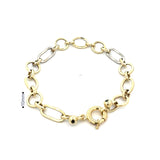 Bracelet bicolore à maillons ovales et ronds, or 10 carats