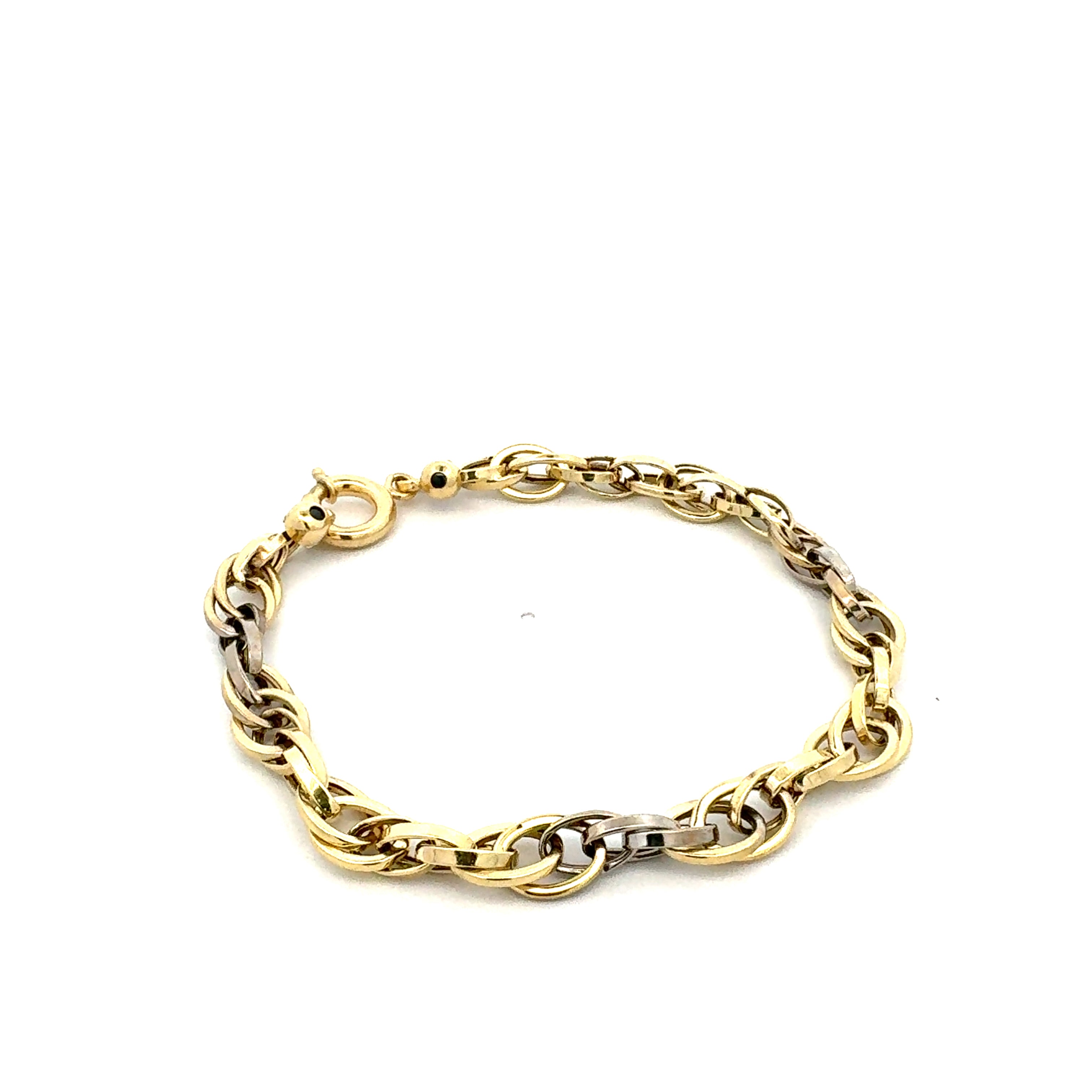 Two Tone Intertwined Link Bracelet 10K Gold