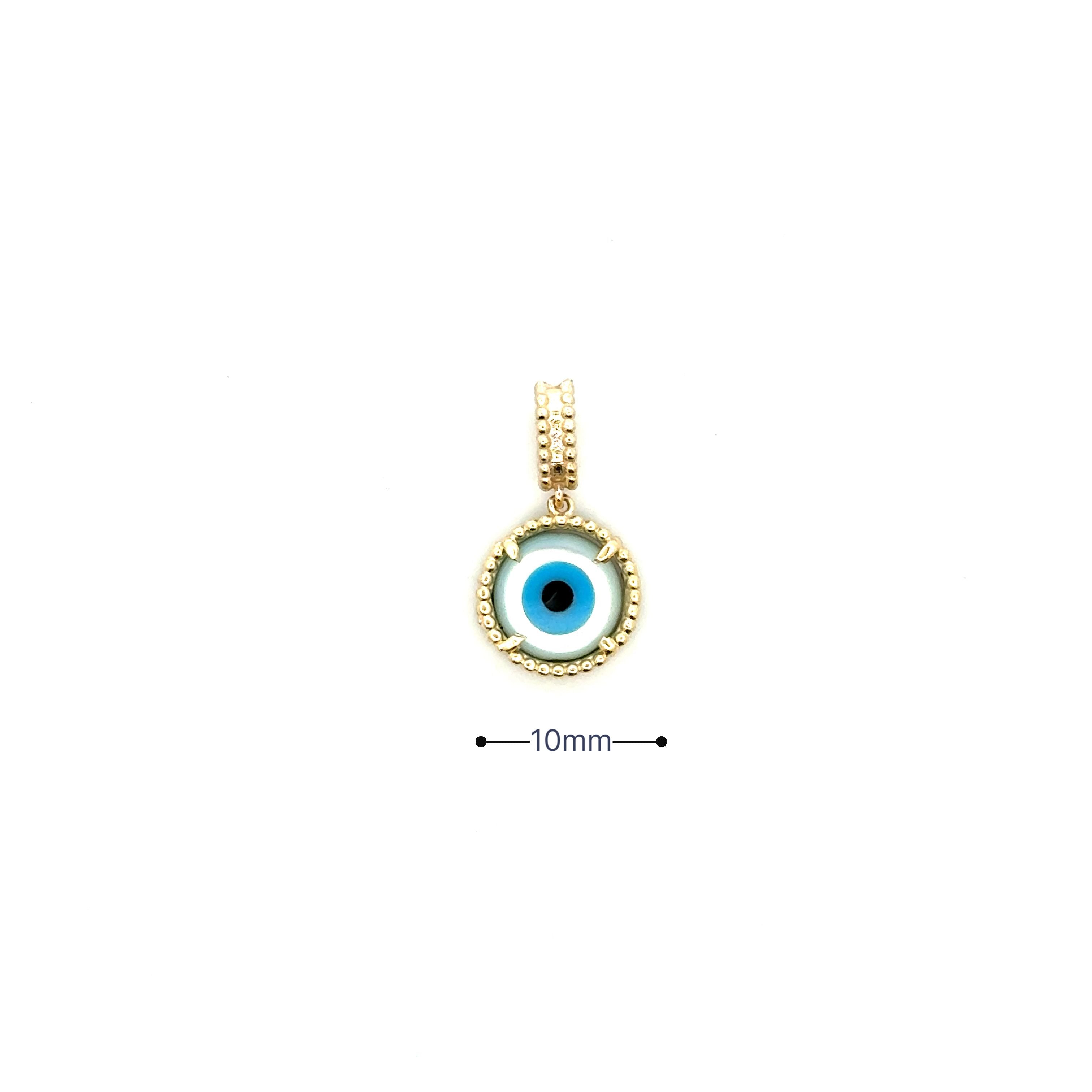 Round Evil Eye  Mother Of Pearl Pendant Gold
