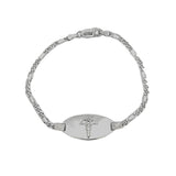 925 Silver Medic Bracelet Figaro Link 4mm -Ladies