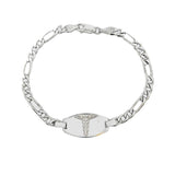 Men Medic Bracelet Figaro Link 6mm Silver 925