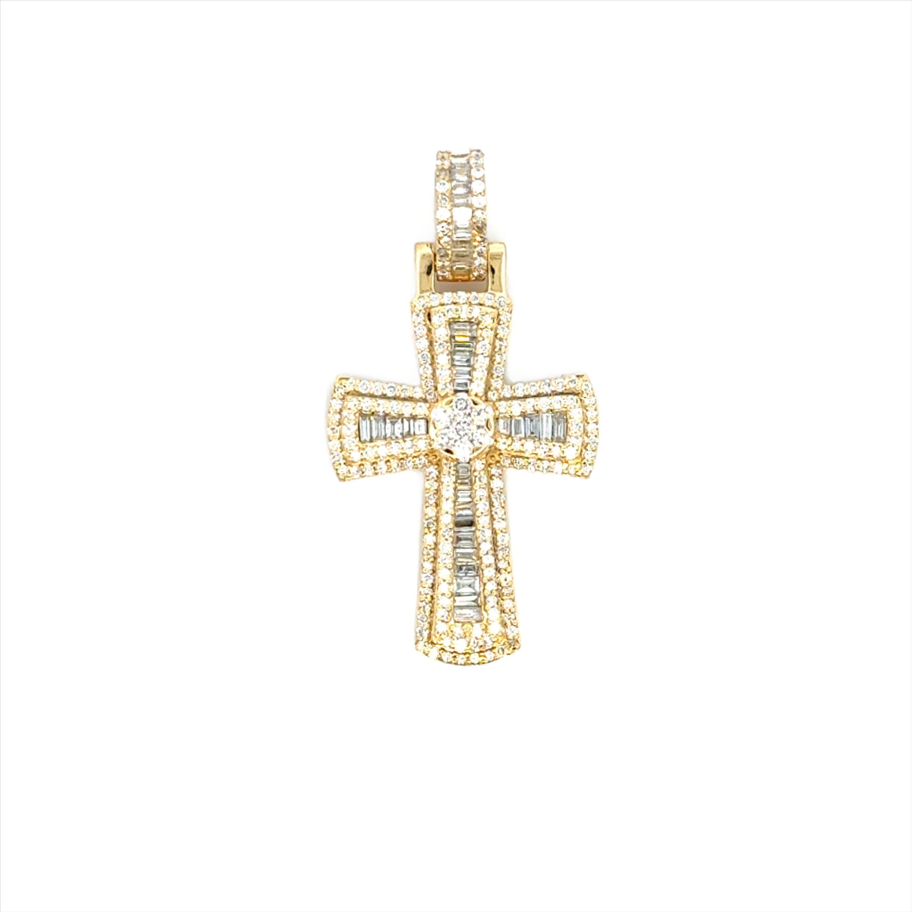 Baguette Diamond Gold Cross Pendant