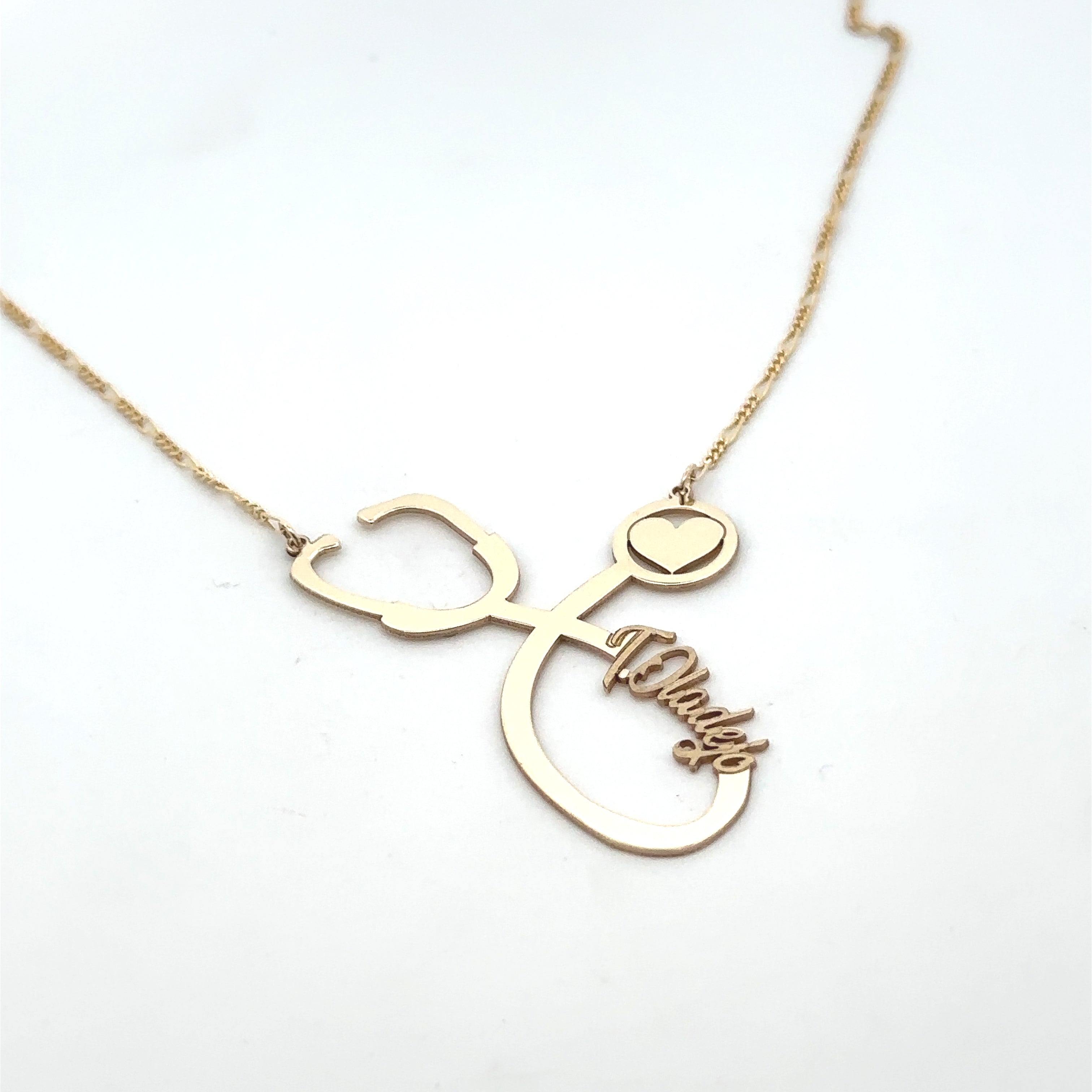 Stethoscope Solid Gold Name Necklace