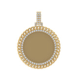 Large Cuban Diamond Picture Memory Pendant Gold
