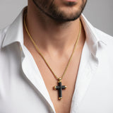 BLACK S.STEEL GOLD-IP TWIST LINE CROSS