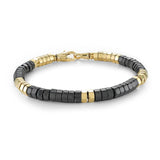 S.STEEL GOLD-BLACK-IP HEXAGON-BEADS BRACELET