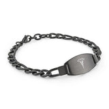 Black Medical Allergy Bracelet Figaro Link