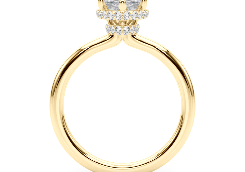 Double Hidden Halo Marquise Cut Diamond Engagement Ring